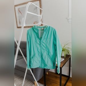 Lightweight Teal and White Polkadot Windbreaker